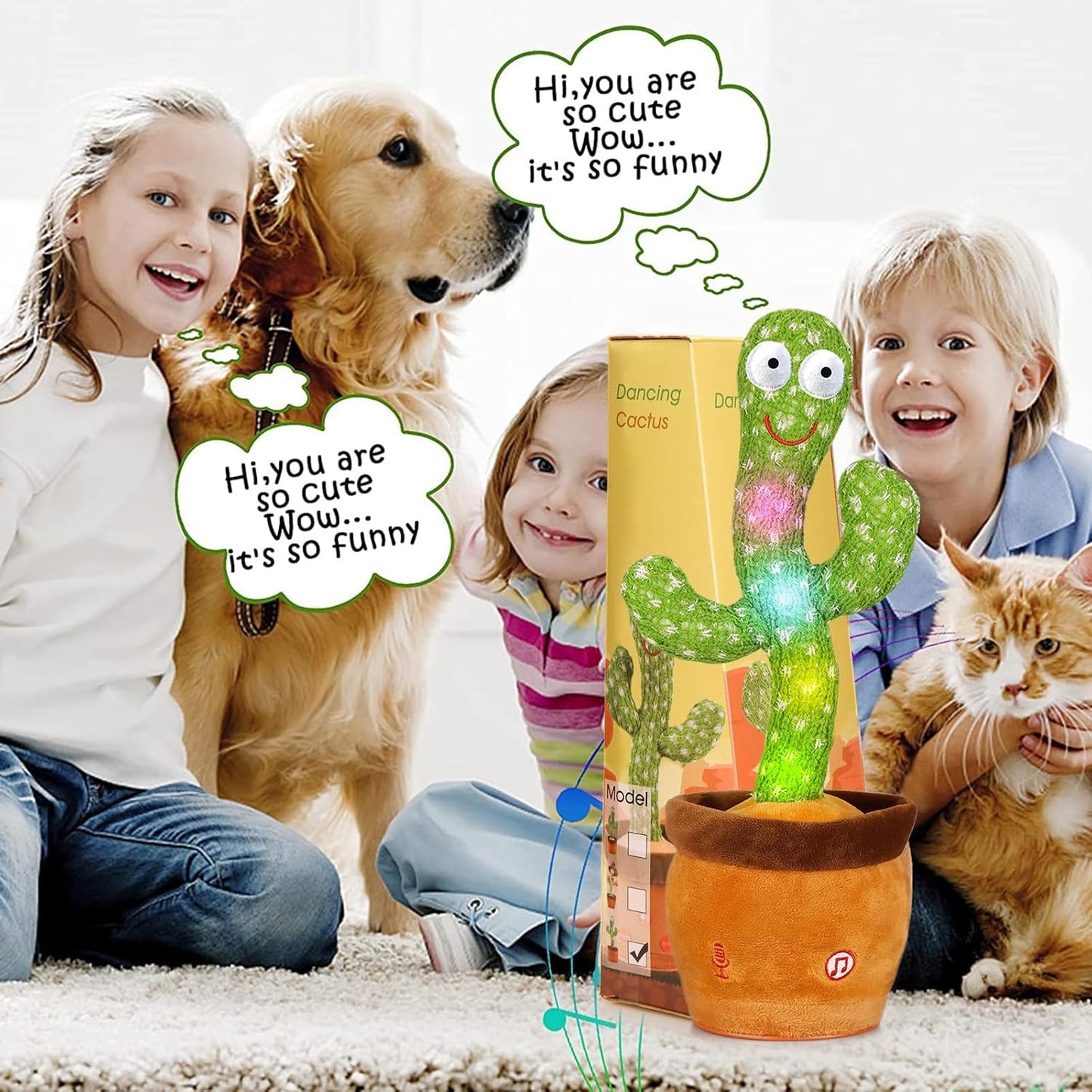 Dancing Cactus Baby Toys 6 to 12 Months, Talking Cactus Toys Repeats What You Say Baby Boy Toys, Dancing Cactus Mimicking Toy with LED English Sing Talking Musical Toys