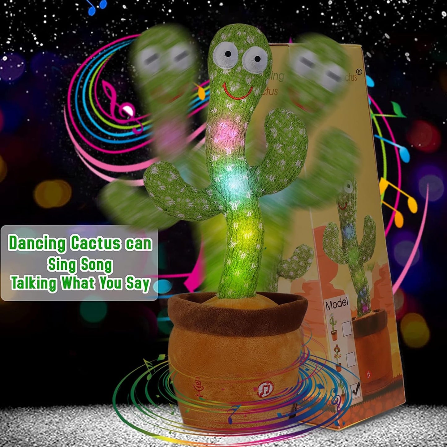 Dancing Cactus Baby Toys 6 to 12 Months, Talking Cactus Toys Repeats What You Say Baby Boy Toys, Dancing Cactus Mimicking Toy with LED English Sing Talking Musical Toys