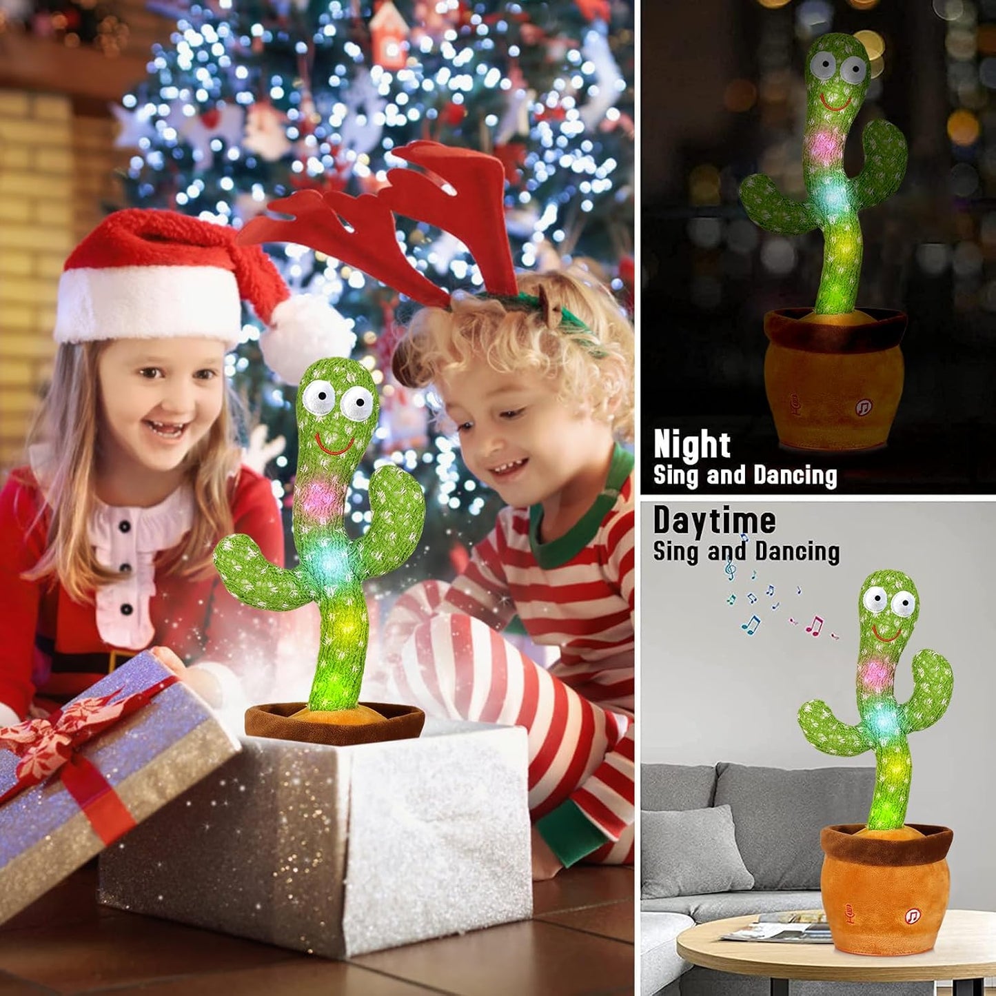 Dancing Cactus Baby Toys 6 to 12 Months, Talking Cactus Toys Repeats What You Say Baby Boy Toys, Dancing Cactus Mimicking Toy with LED English Sing Talking Musical Toys