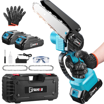6 Inch Mini Chainsaw, Portable Electric Cordless Chainsaw Set,Battery Powered,Small Handheld Chain Saws Pruning for Tree Branches