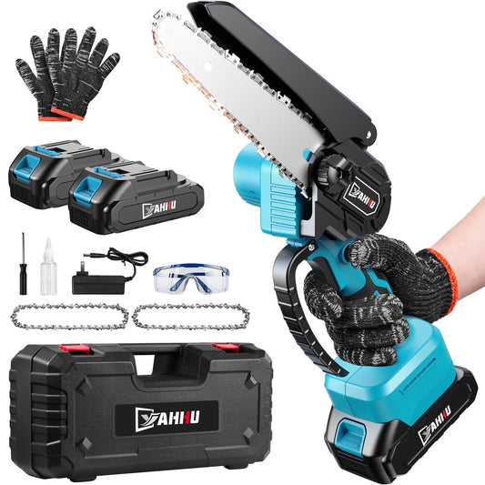 6 Inch Mini Chainsaw, Portable Electric Cordless Chainsaw Set,Battery Powered,Small Handheld Chain Saws Pruning for Tree Branches
