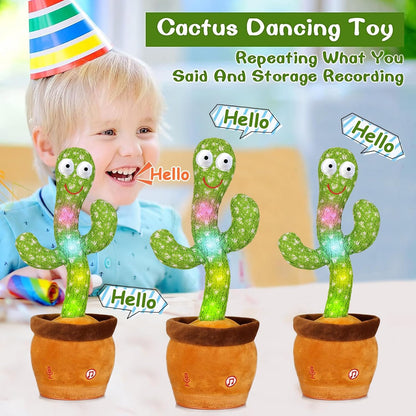 Dancing Cactus Baby Toys 6 to 12 Months, Talking Cactus Toys Repeats What You Say Baby Boy Toys, Dancing Cactus Mimicking Toy with LED English Sing Talking Musical Toys