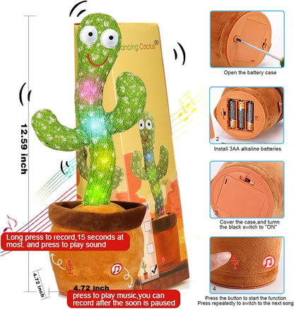 Dancing Cactus Baby Toys 6 to 12 Months, Talking Cactus Toys Repeats What You Say Baby Boy Toys, Dancing Cactus Mimicking Toy with LED English Sing Talking Musical Toys