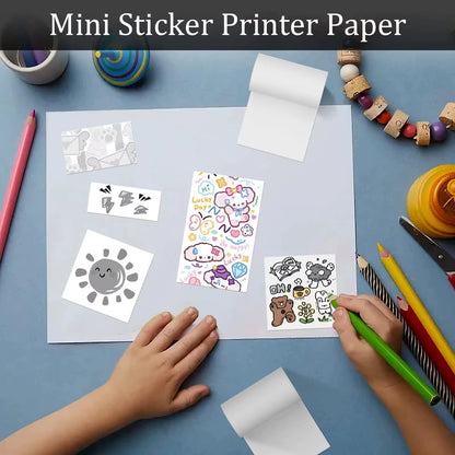 Mini Hot Pocket Printer,Ink Free Sticker Printer, Mini Pocket Printer with 13 Rolls of Hot Paper,Ios Android Application