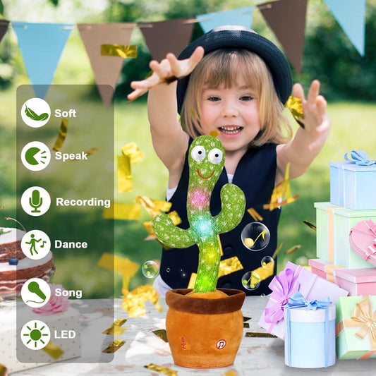 Dancing Cactus Baby Toys 6 to 12 Months, Talking Cactus Toys Repeats What You Say Baby Boy Toys, Dancing Cactus Mimicking Toy with LED English Sing Talking Musical Toys