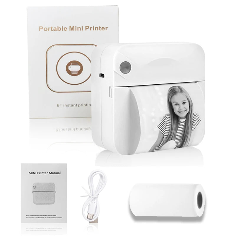 Compact Wireless Thermal Printer – Portable Inkless Sticker & Label Maker, Pocket-Sized Photo Printer with Self-Adhesive Printing