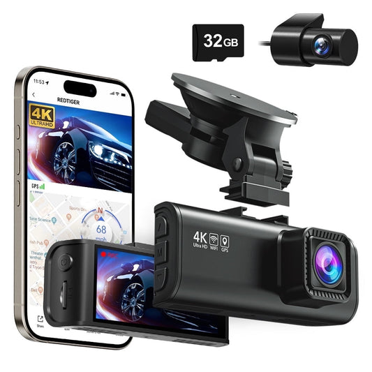 Dash Cam for Cars , 4K/2.5K Full HD Car Camera Dash Cam, 3.16” IPS Screen Dash Cam, Dashcam Built-In Wi-Fi GPS, Night Vision, Loop Recording, Vehicle, Parking Mode, Free 32GB Card