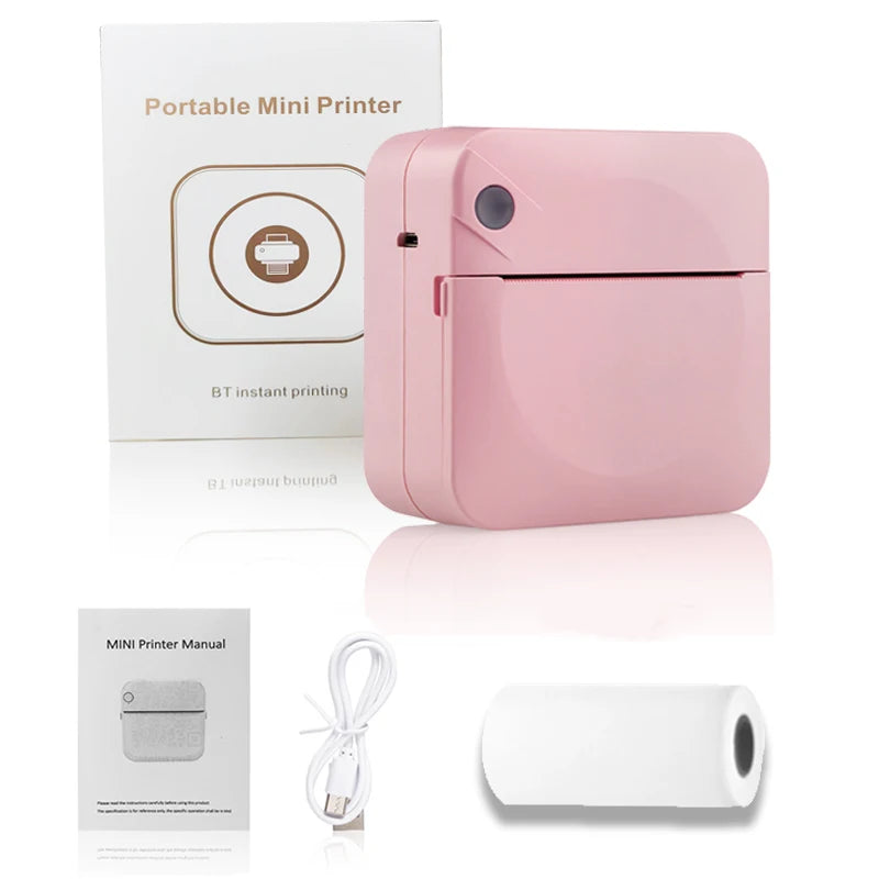 Compact Wireless Thermal Printer – Portable Inkless Sticker & Label Maker, Pocket-Sized Photo Printer with Self-Adhesive Printing