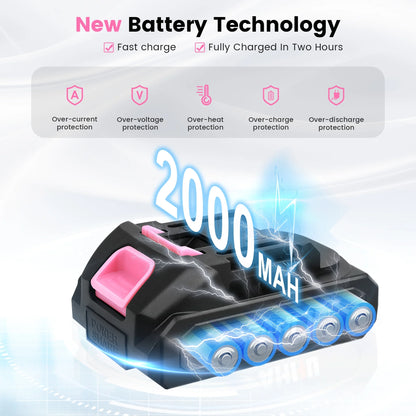 6-Inch Portable Pink Mini Chainsaw – Handheld Cordless Electric Chainsaw with 21V Battery – New
