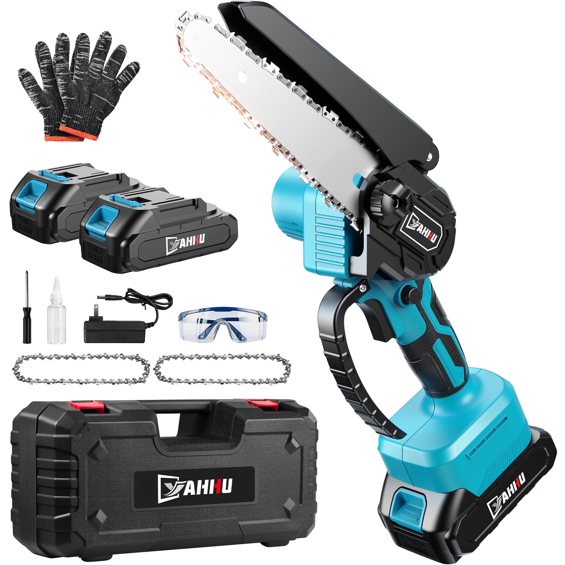6 Inch Mini Chainsaw, Portable Electric Cordless Chainsaw Set,Battery Powered,Small Handheld Chain Saws Pruning for Tree Branches