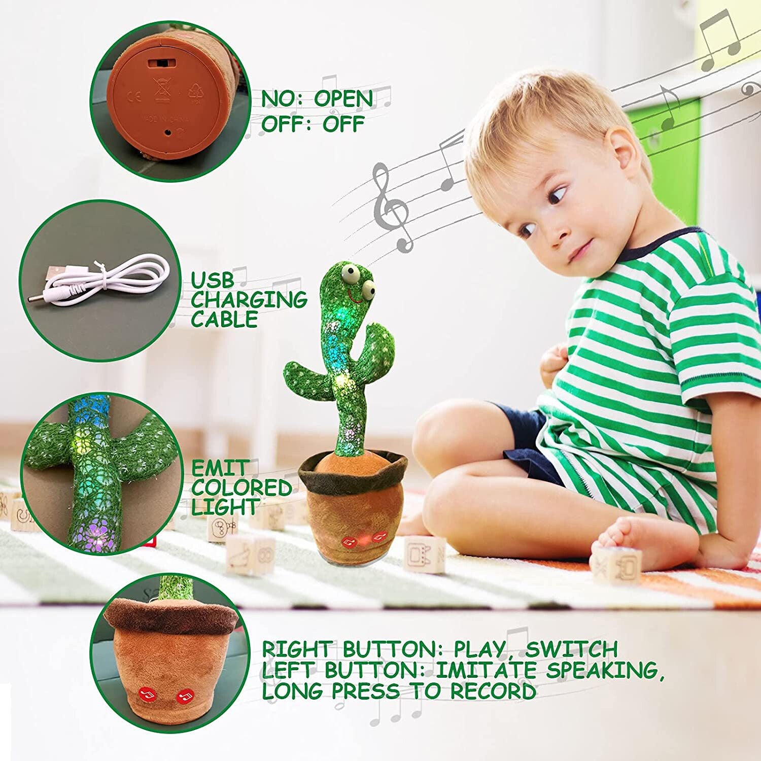 Electronic Dancing Cactus Plush Toy – Animated Singing & Recording Doll, Fun Novelty Gift 